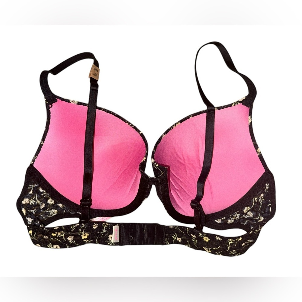 PINK Victoria’s Secret NWT Wear Everywhere PushUp Bra, Black Gold Floral, 36B - Picture 7 of 9